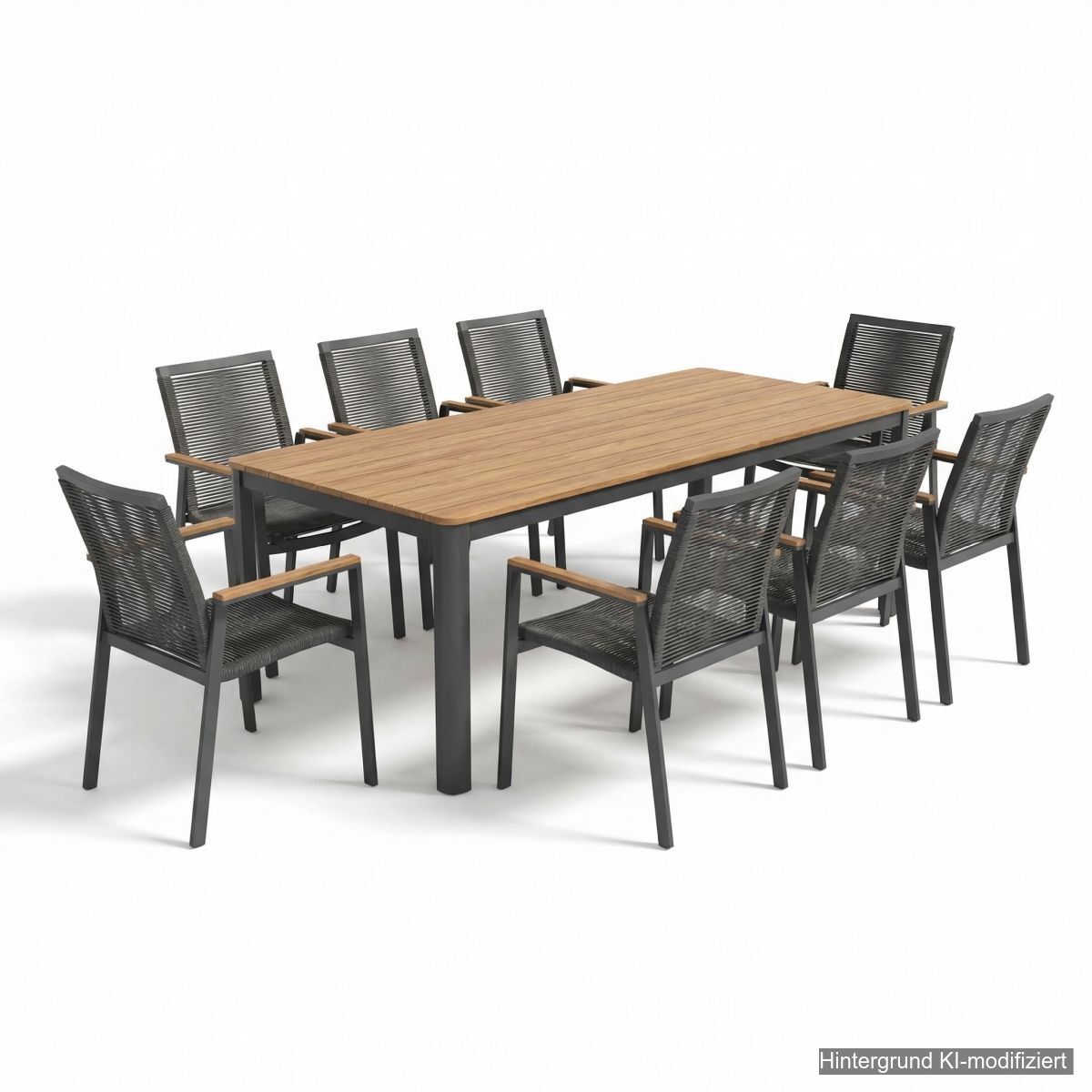 Garten Set 220x95cm für 8 - grau