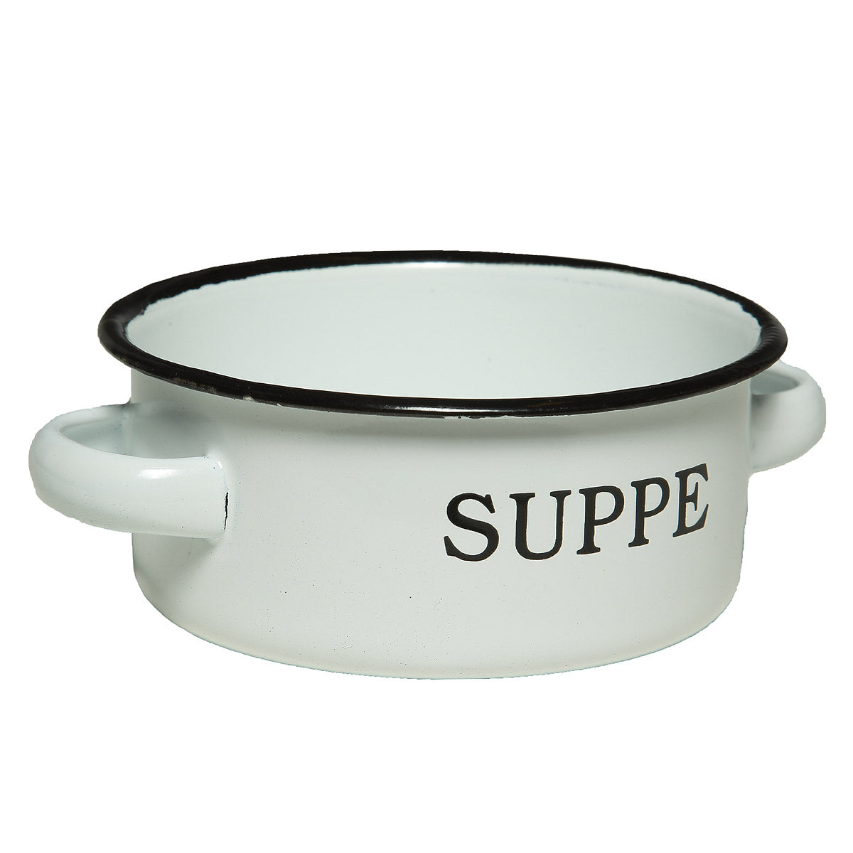Suppenschale aus Emaille in Antikweiß