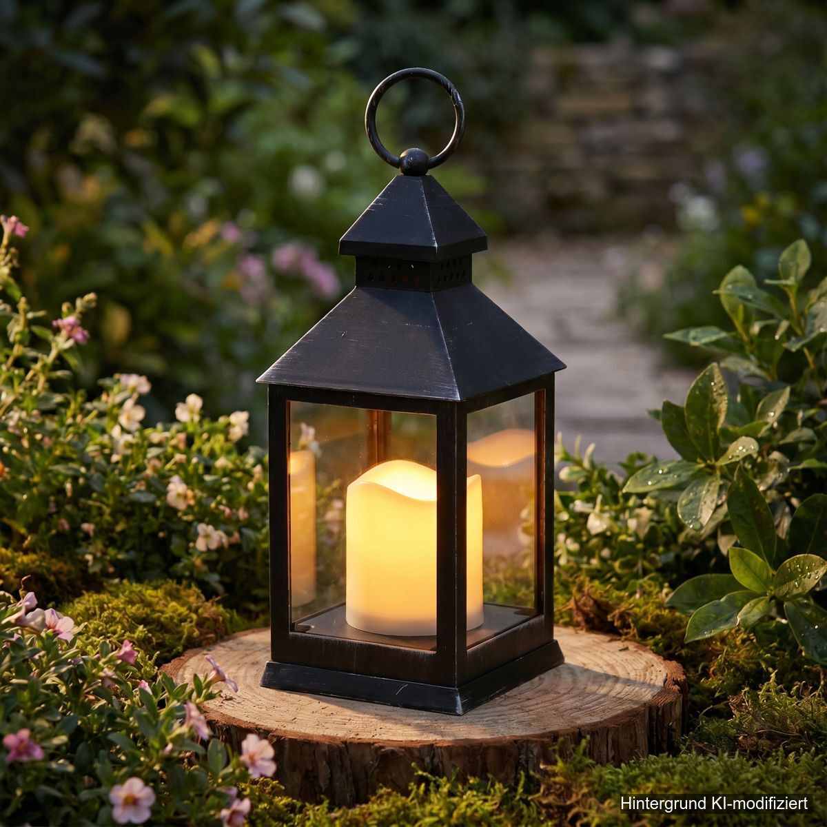Laterne antikschwarz 24cm inkl LED Kerze
