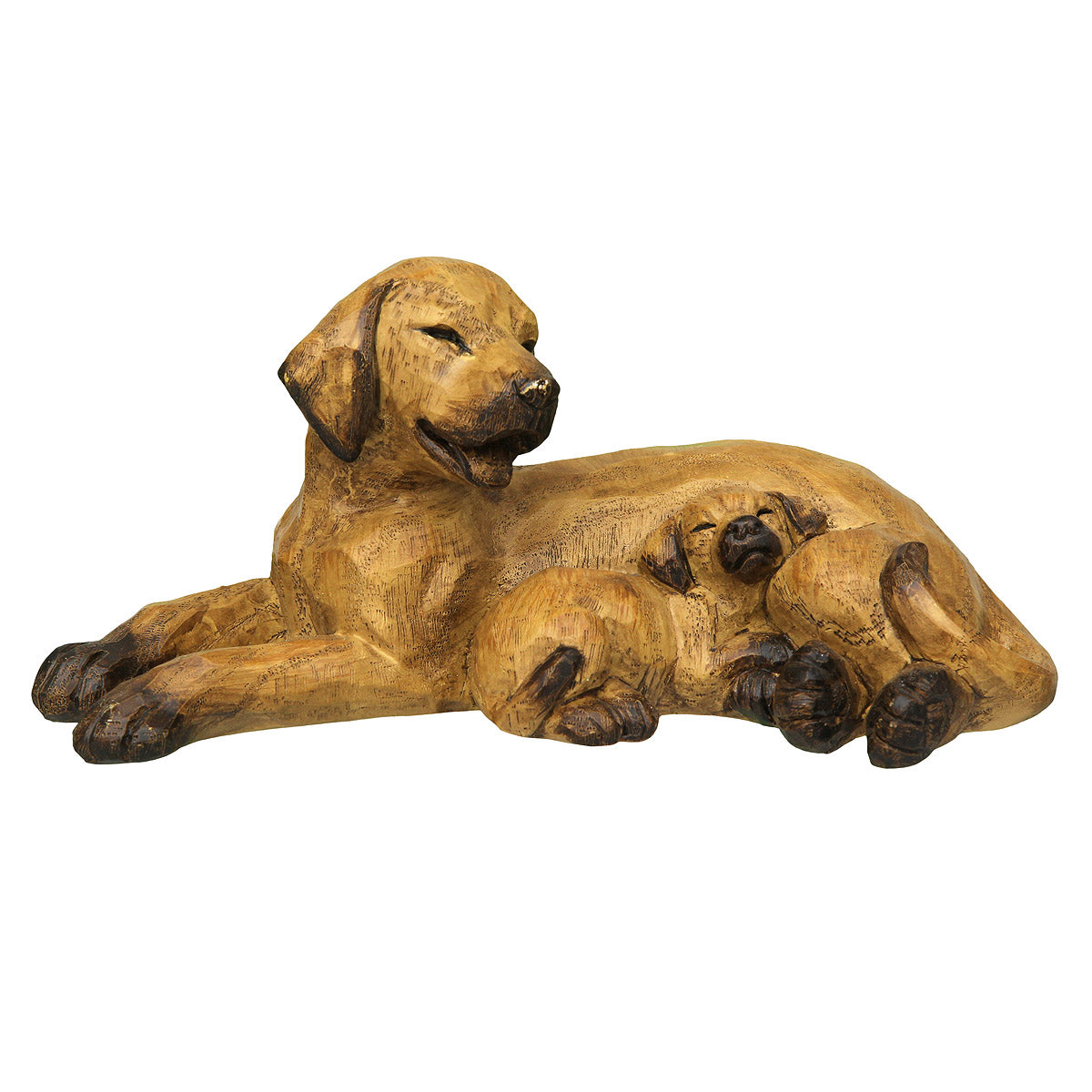 Hund mit Welpe braun - liegend