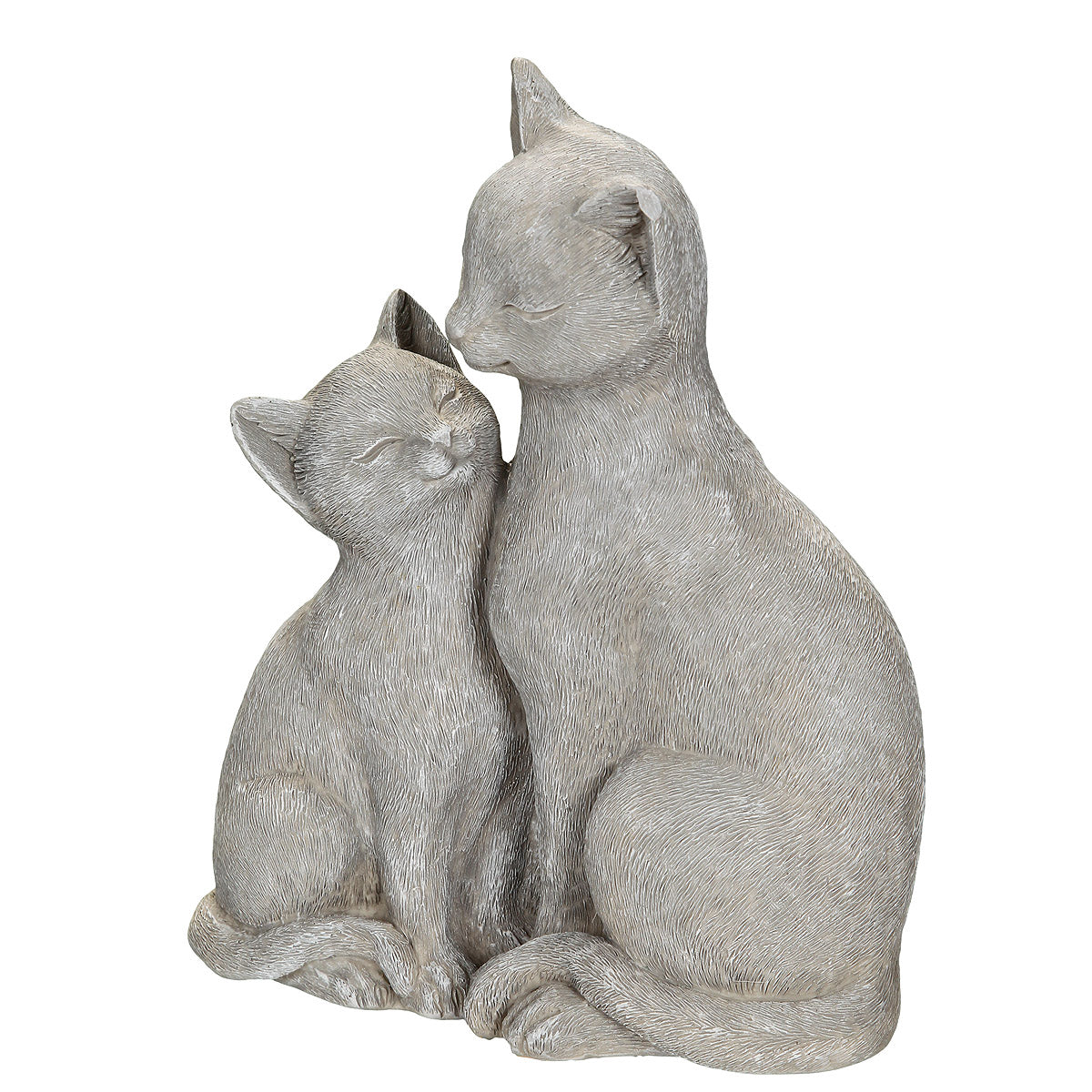 Katze mit Kätzchen in Grau  - (H) 21 cm