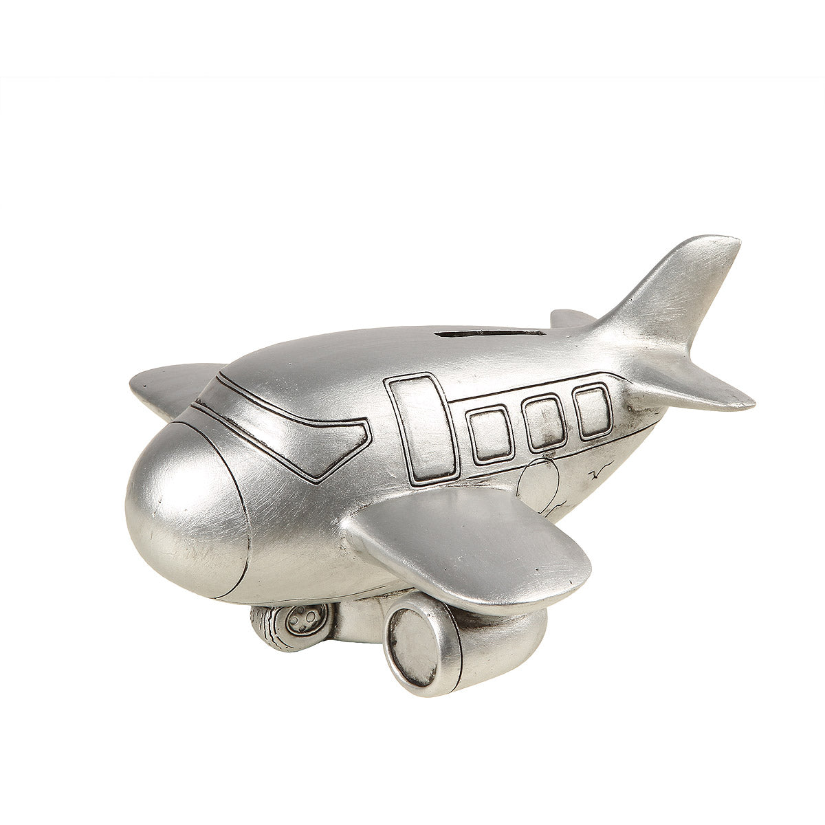 Spardose - Flugzug in Antiksilber