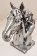 Pferdekopf mit Mädchen 32cm