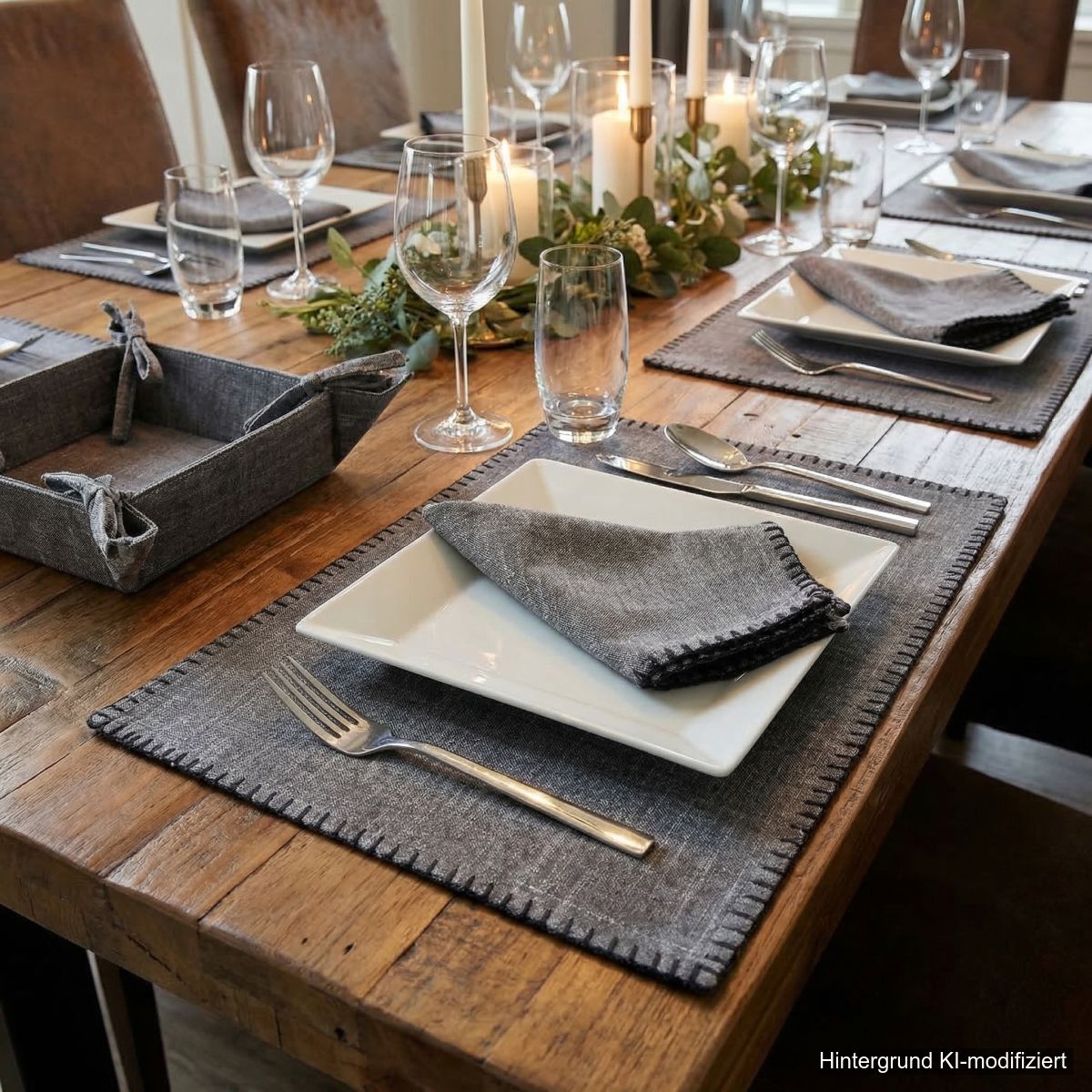 Platzdeckchen 6er Set in grau 33x48cm
