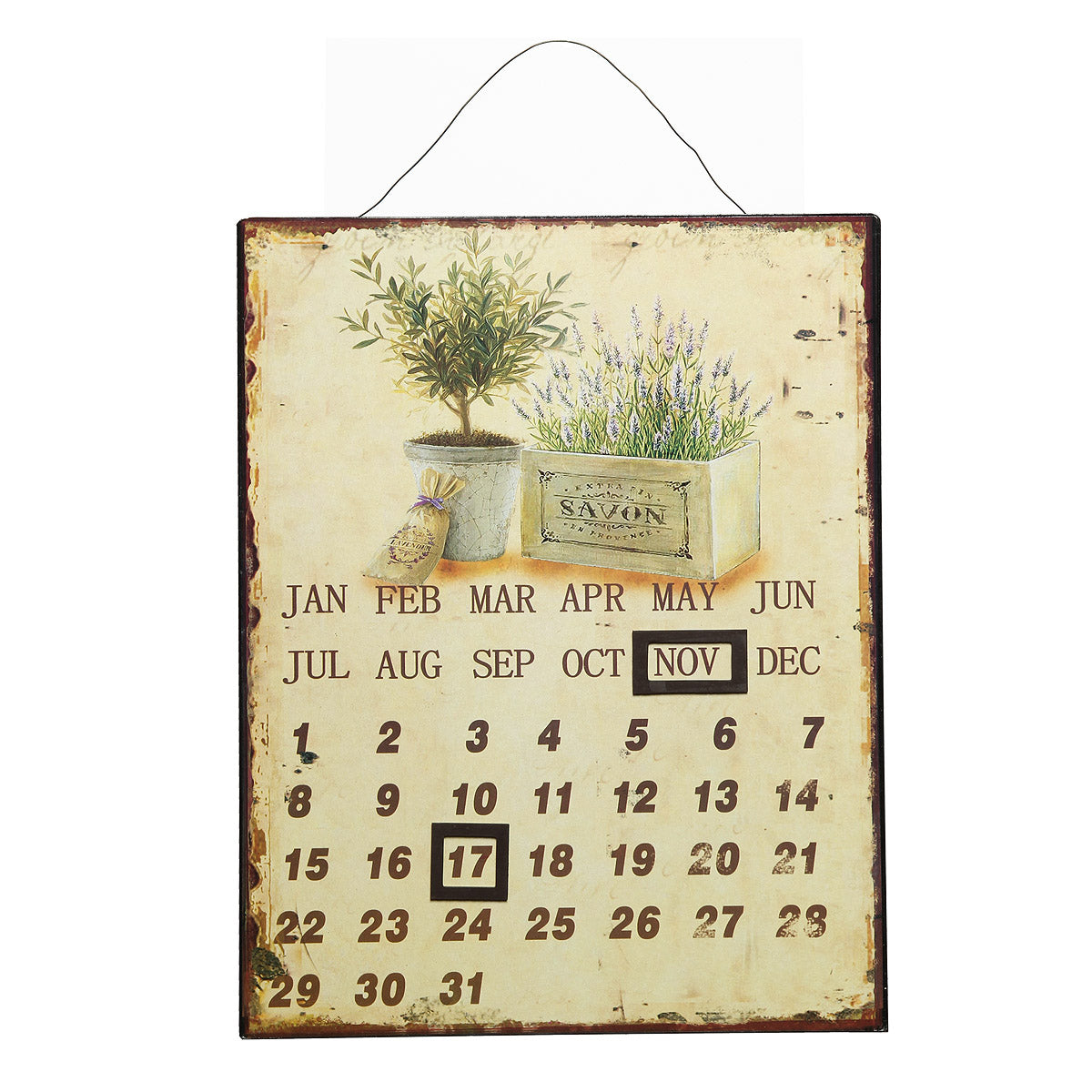 Metallbild Kalender - Lavendel 25x33cm