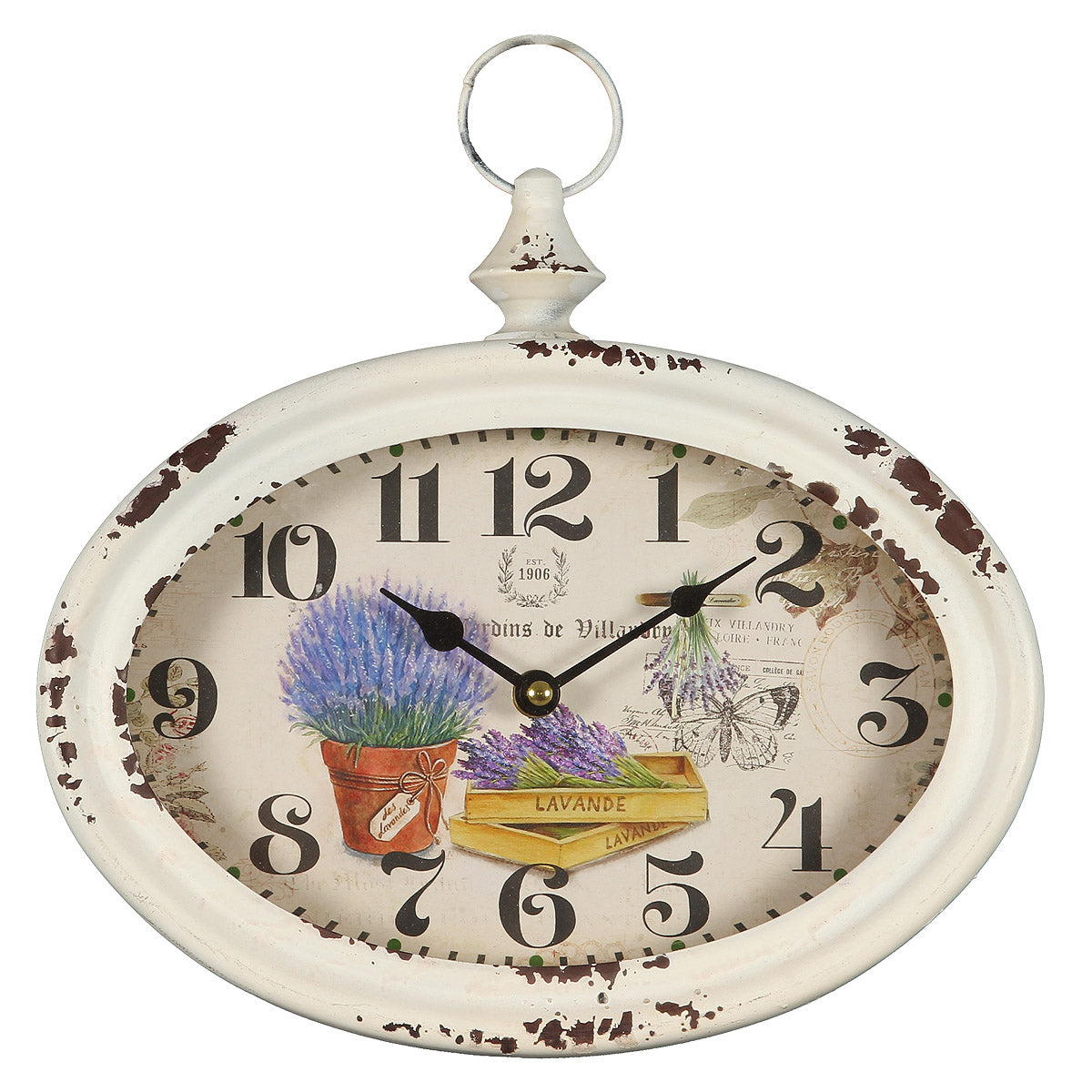 Wanduhr -  Lavendel aus Metal -l 28 cm