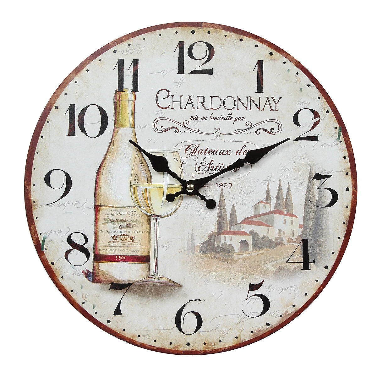 Wanduhr - Weißwein in Mehrfarbig - 28 cm