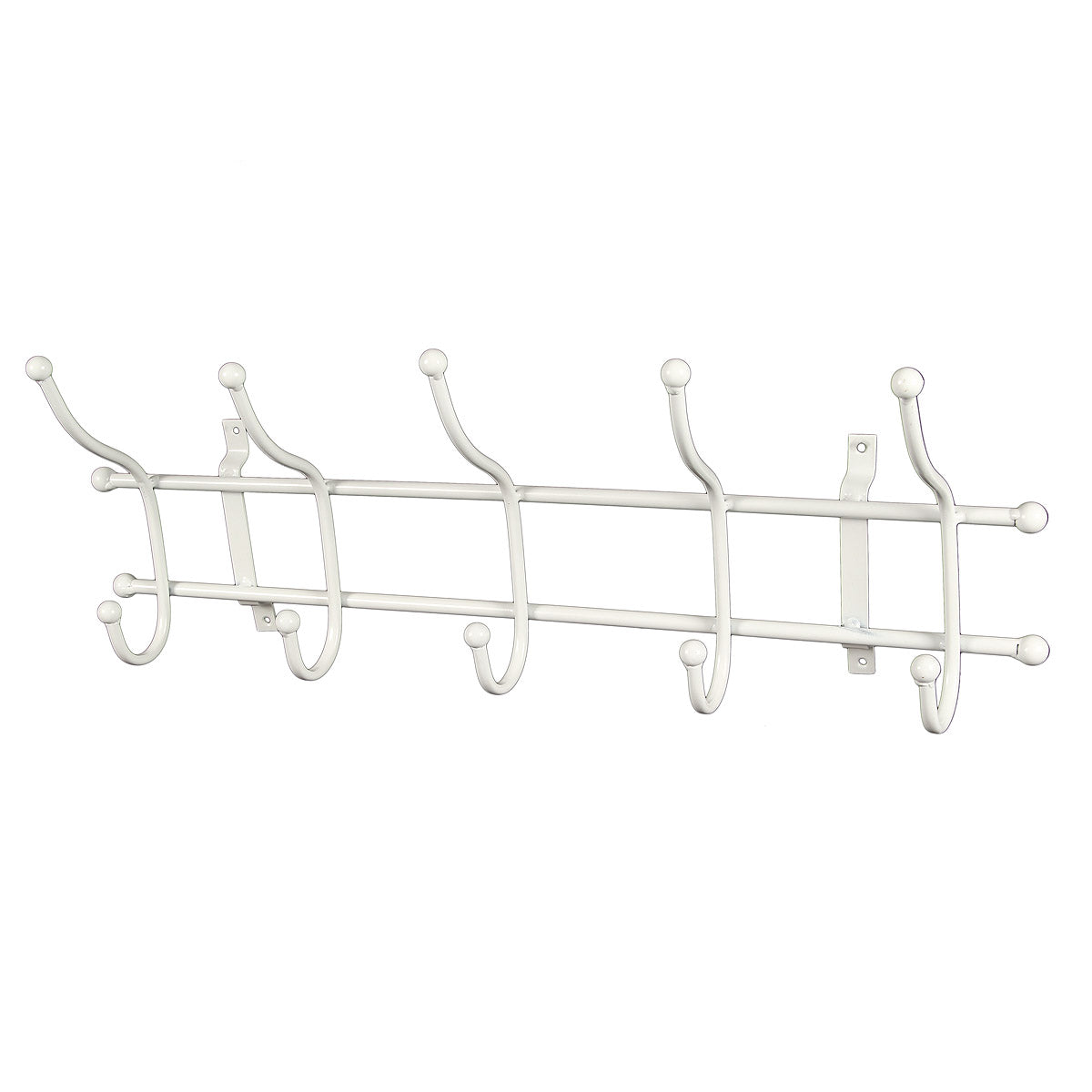 Garderobe mit 10 Haken in Weiß - 62 cm