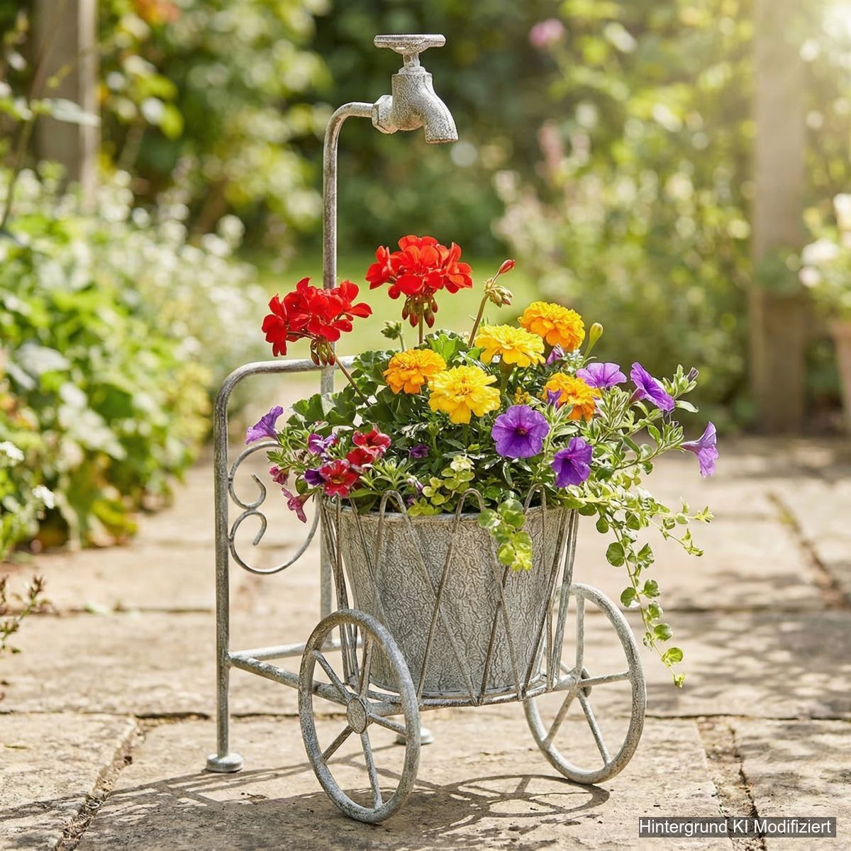 Blumenständer mit Wasserhahn Antikgrau