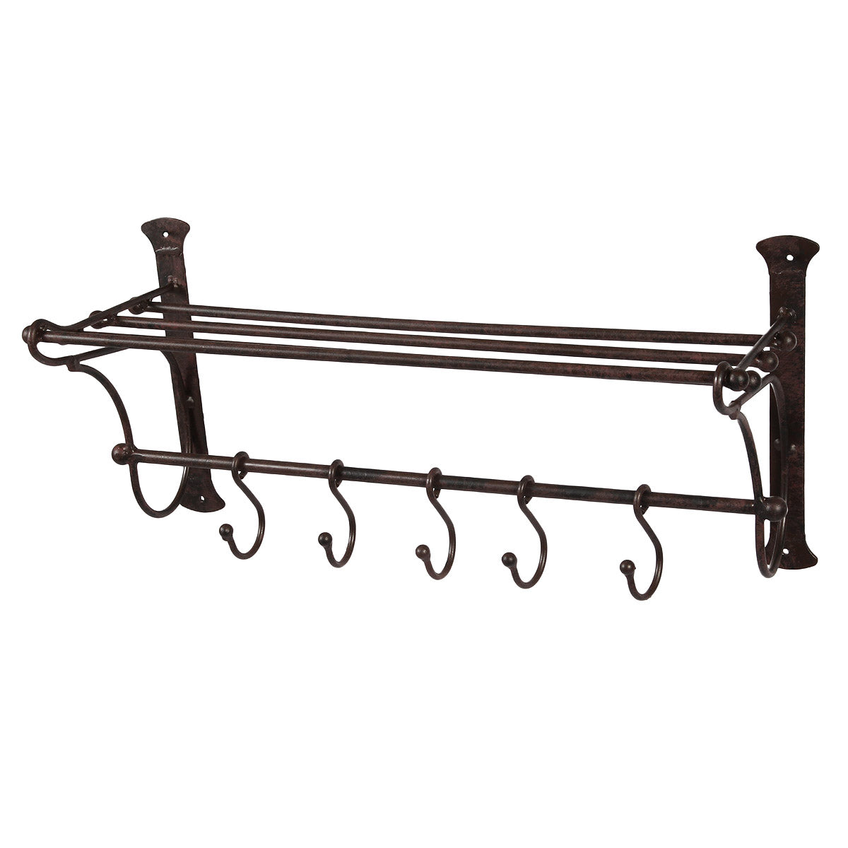 Eisen Garderobe Regal mit Haken - Braun