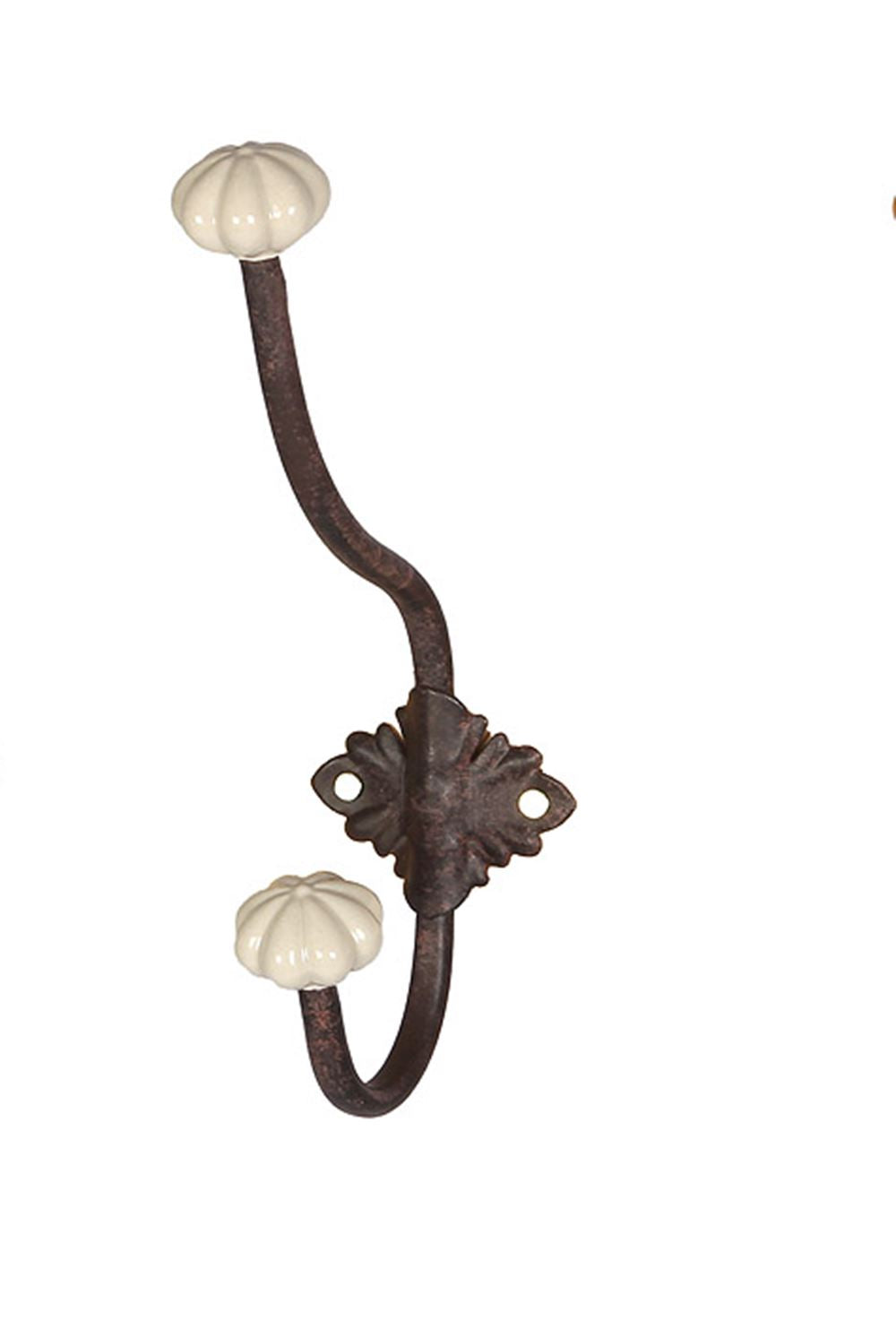Haken mit Keramik - Braun / Weiß (H)23cm