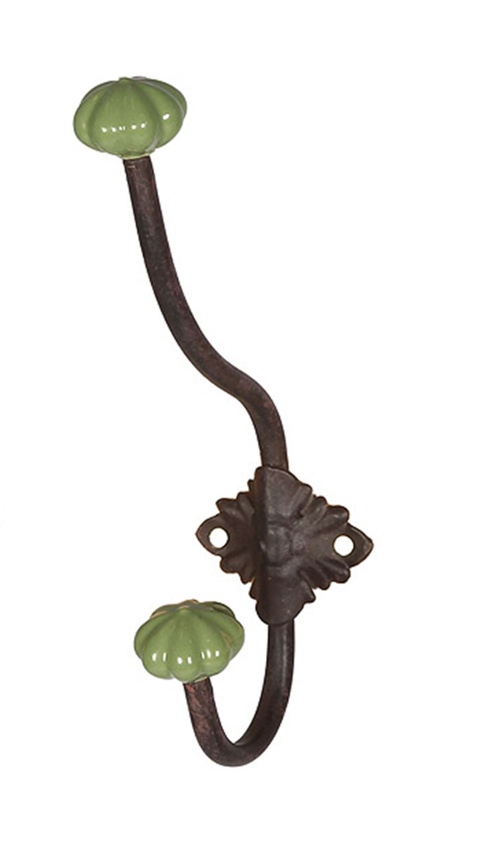 Haken mit Keramik - Braun / Grün (H)23cm