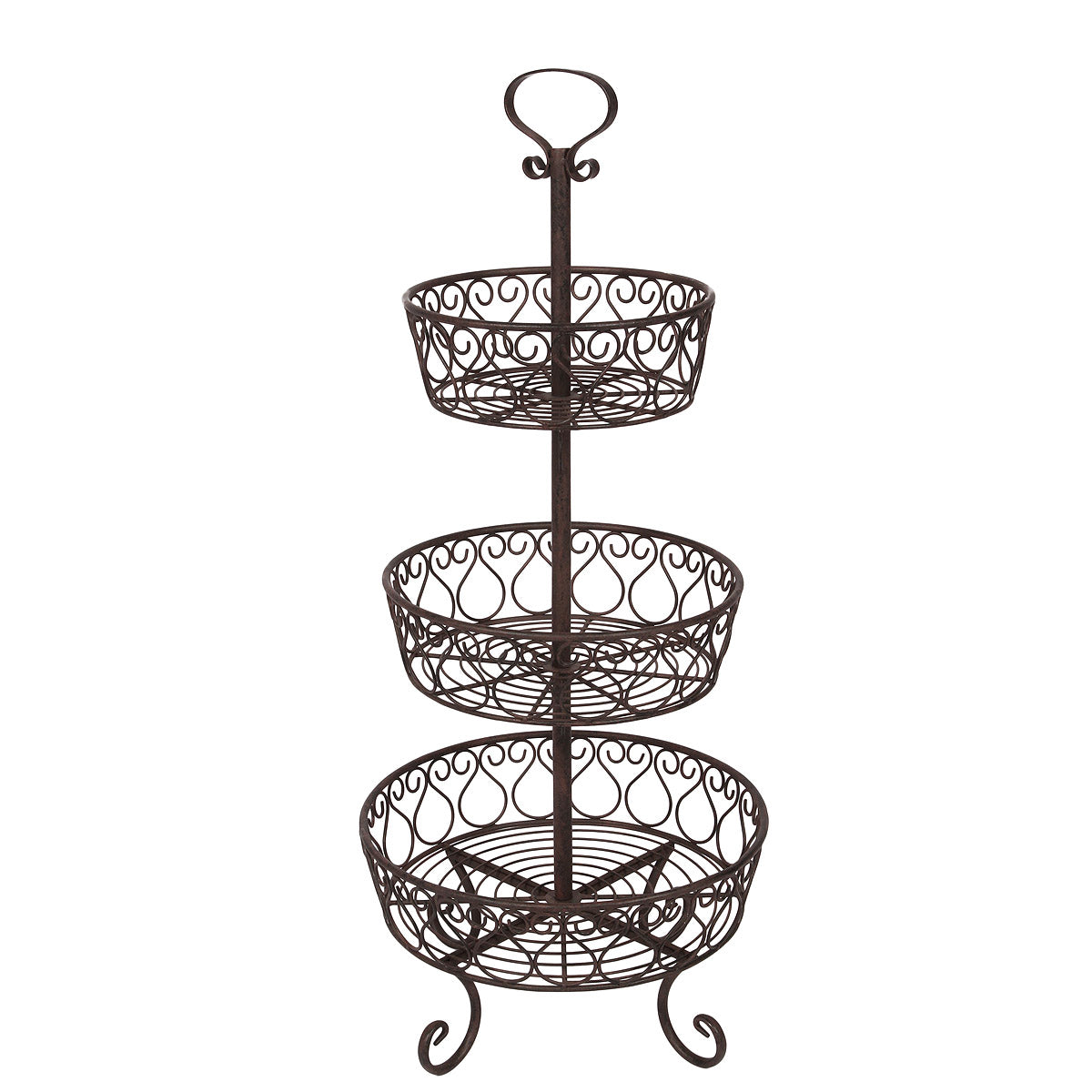 Obst/Blumen Etagere in Antikbraun, 80 cm