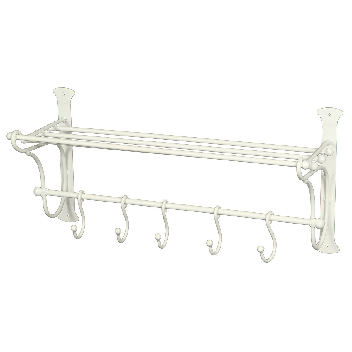 Eisen Garderobe Regal mit Haken in Weiß
