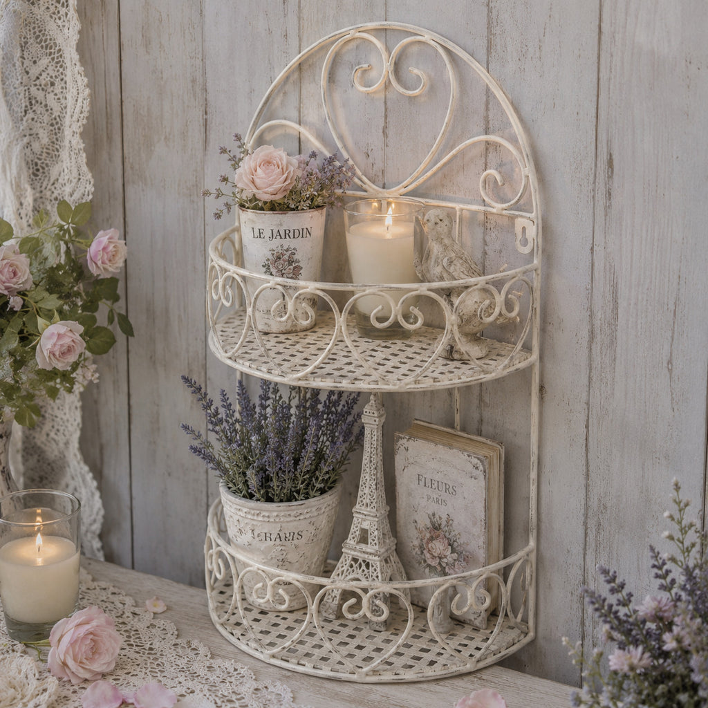 Wandregal Metall antikfarbe Vintage Landhausstil Shabby Chic NEU Regal Küche Bad