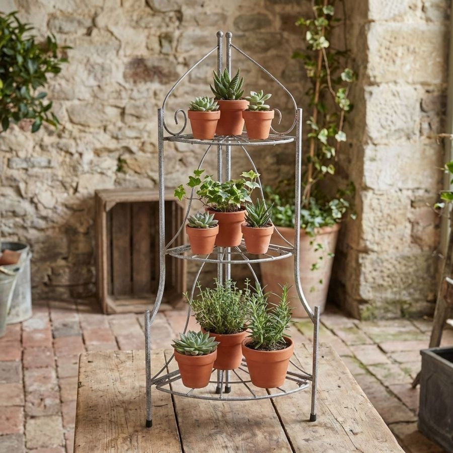 Nostalgisches Eckregal Metall 65cm Landhaus Regal f.Küche,Bad,Flur Blumenständer