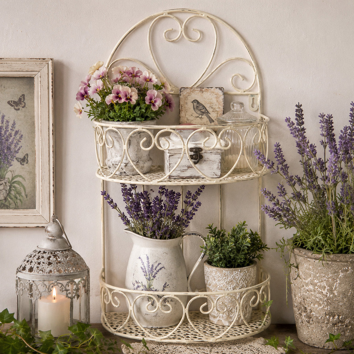Wandregal Metall antikfarbe Vintage Landhausstil Shabby Chic NEU Regal Küche Bad