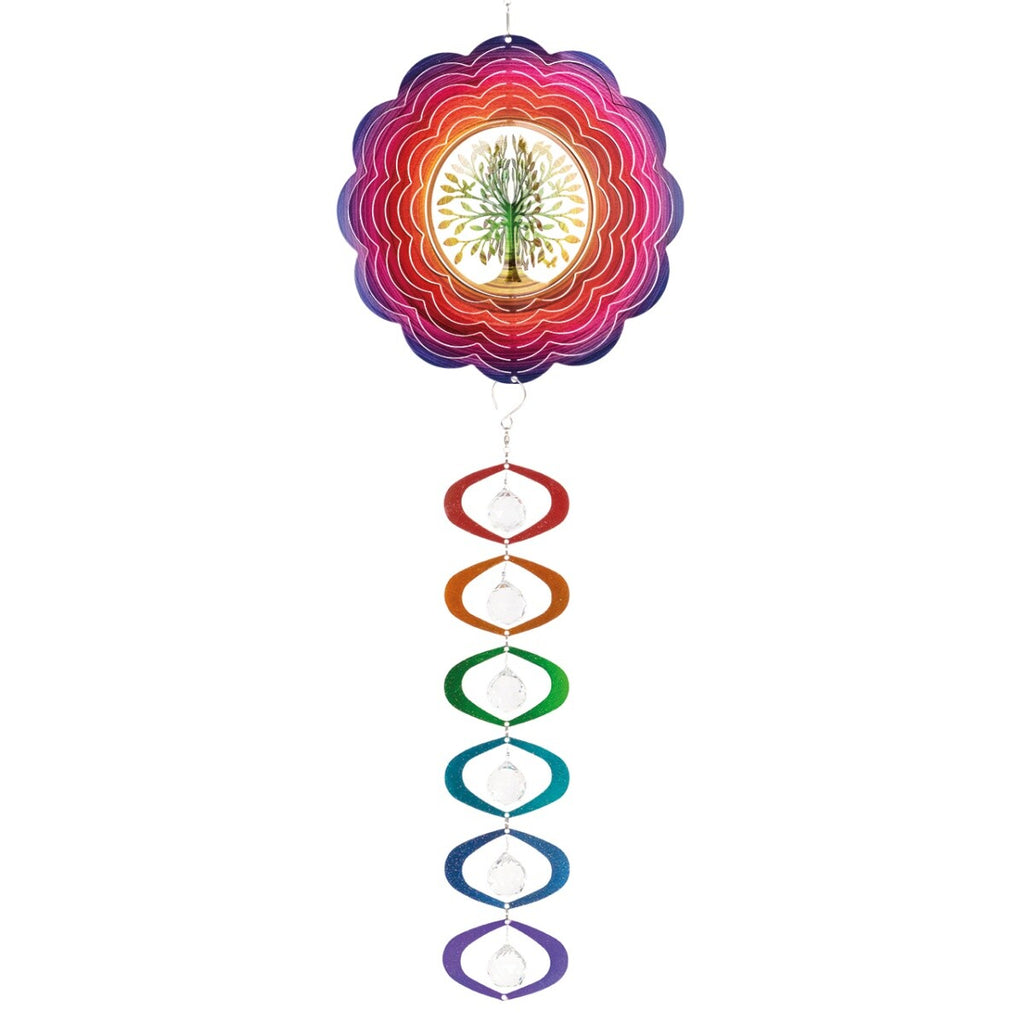 CIM Windspiel Bundle Rainbow 3D Tree + Crystal Chain Square Windmobile Deko