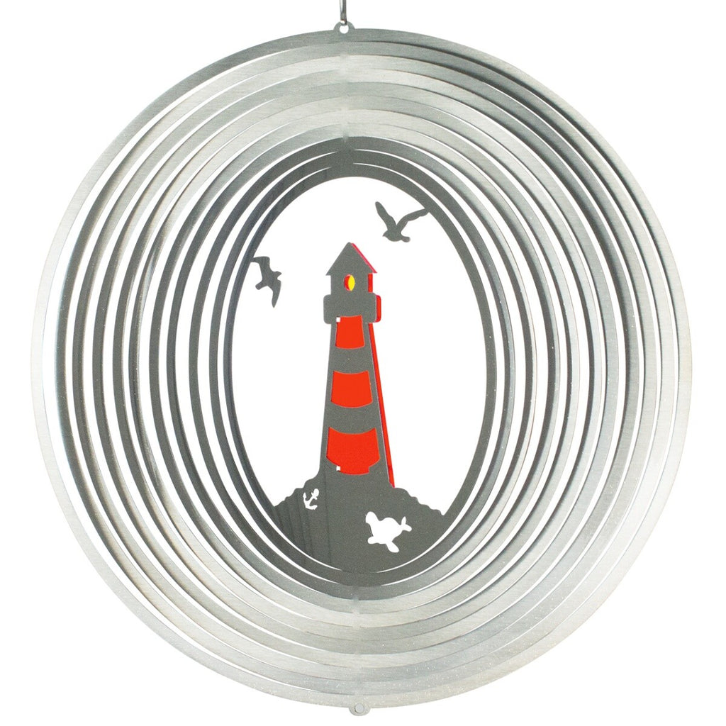CIM Edelstahl Windspiel Leuchtturm 300 Garten-Deko Metall Ø30cm Deko Küste Meer