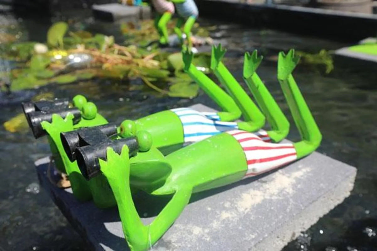 🪴 Metall Frosch mit Fernglas 🐸 Gartenfigur Deko Garten Terrasse Balkon Figur