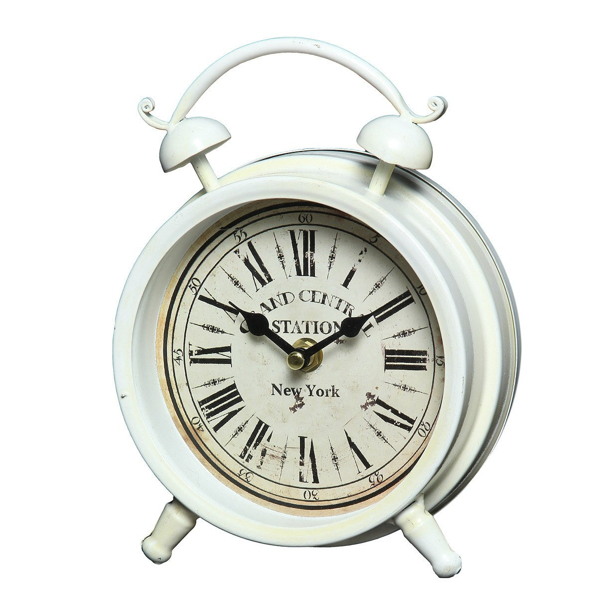 Vintage Tischuhr Metall Weiß 22cm Shabby Chic Landhaus Deko Uhr Geschenk 22cm