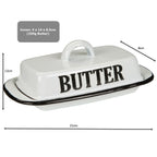 Butterdose Emaille antikweiß Landhausstil Vintage Shabby Chic für 250g Butter