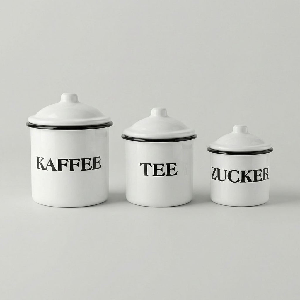 Emaille Vorratsdosen 16cm  emailliert Deko Behälter für Tee Kaffee Zucker rustik