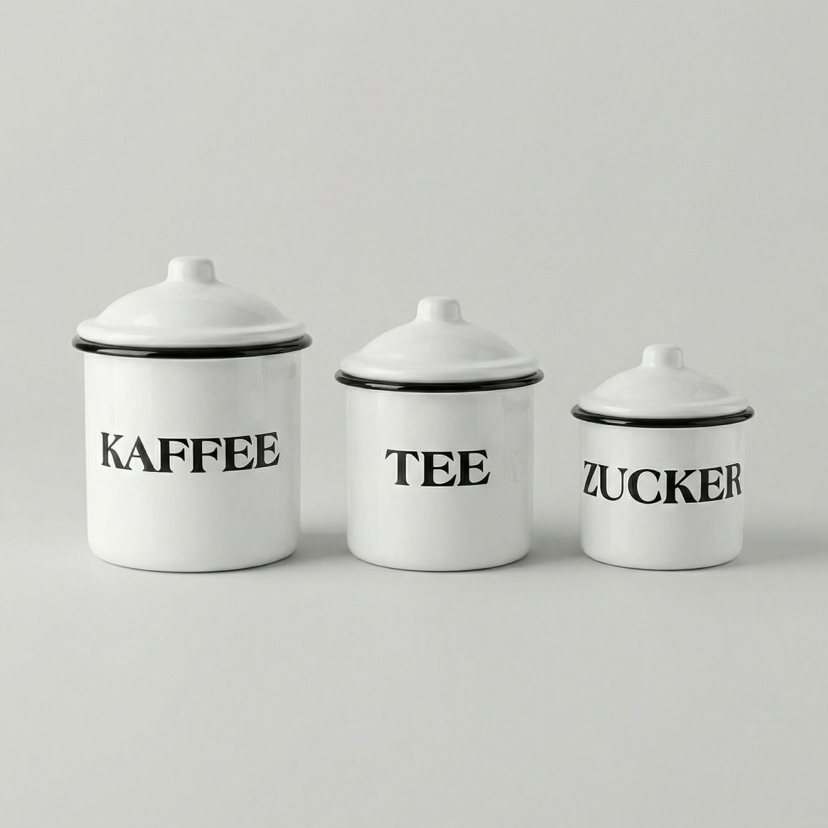 Emaille Vorratsdosen 16cm  emailliert Deko Behälter für Tee Kaffee Zucker rustik