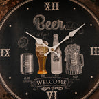 Wanduhr 28cmØ BEER WELCOME Vintage Deko Küchenuhr Bier Pub Bar  Retro stumm Deko