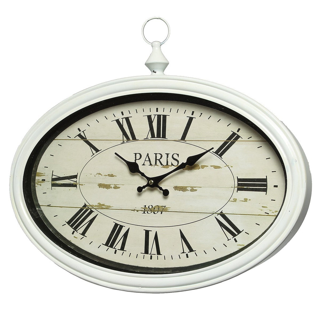 große Wanduhr PARIS, oval Uhr franz Landhausstil  Vintage 50cm Wanddeko Geschenk