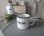 Emaille KAFFETASSE 14cm  emailliert Deko Nostalgie Landhaus COFFEE TIME