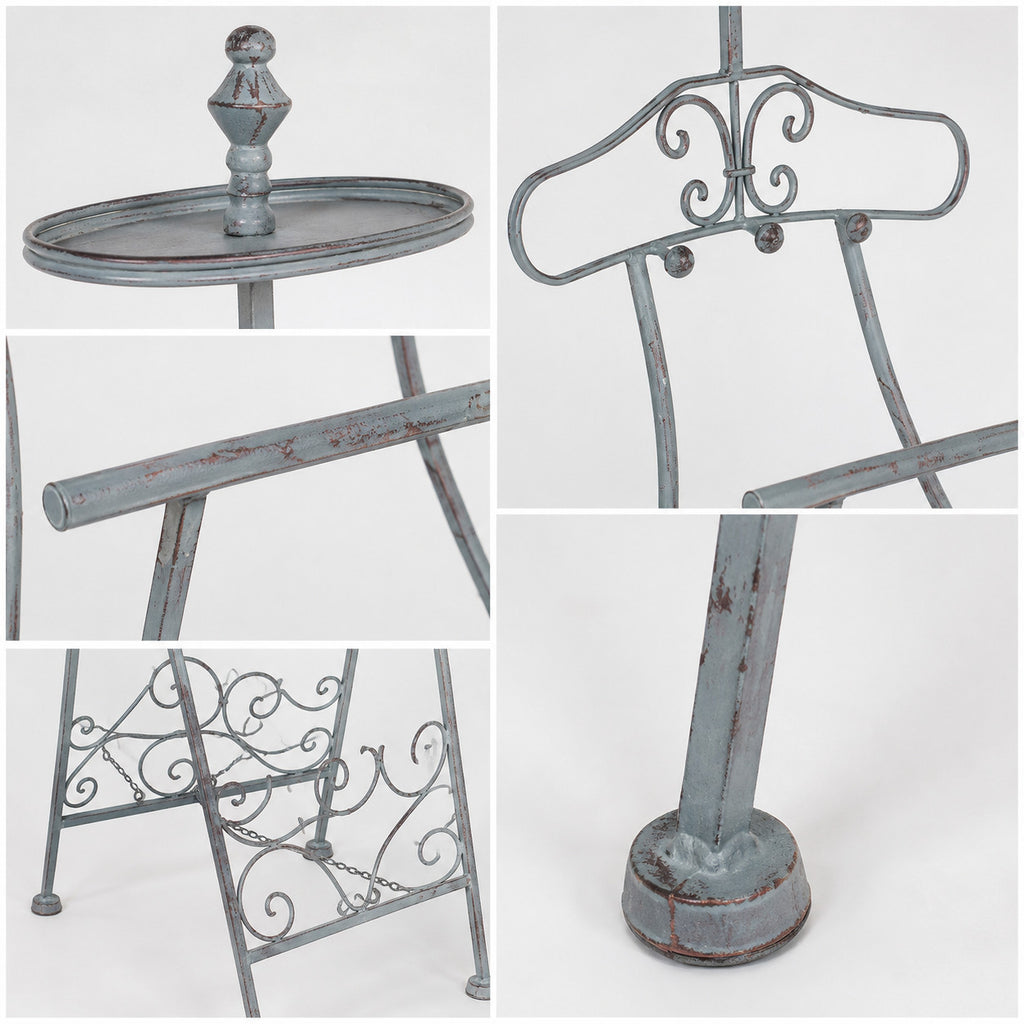 Herrendiener Antikgrau im Landhausstil Metall Kleiderständer Vintage Shabby Chic