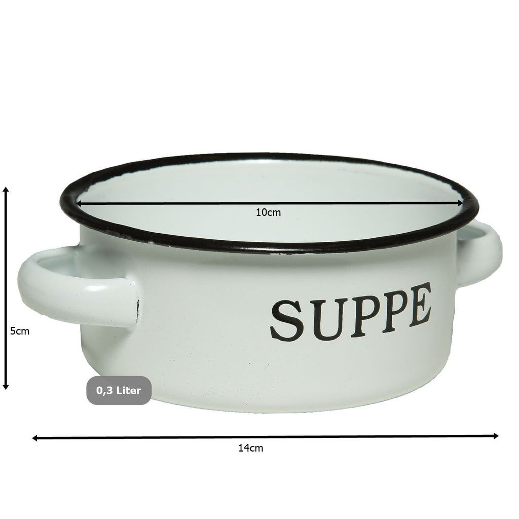 Emaille Suppenschale 14cm  emailliert Behälter für Suppe Suppentopf Geschenkidee