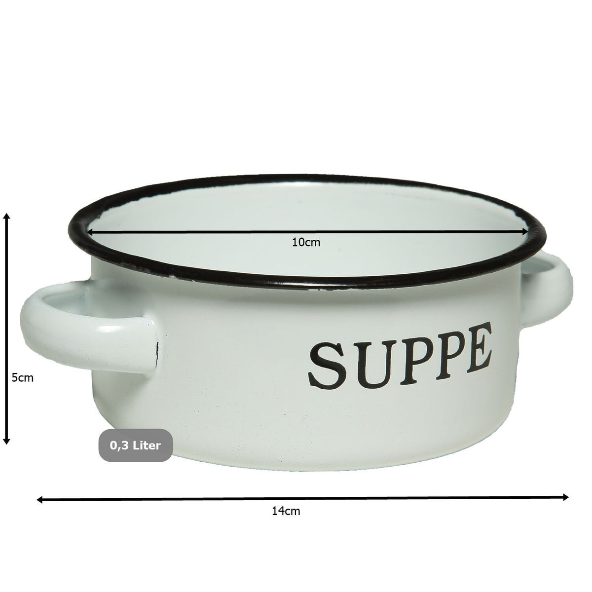 Emaille Suppenschale 14cm  emailliert Behälter für Suppe Suppentopf Geschenkidee