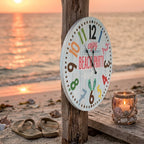 xxl Wanduhr 59 cm Beach Party MDF Neu Shabby Chic Vintage