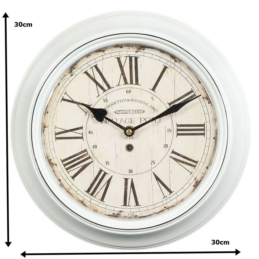 NEU & OVP  Wanduhr Shabby Chic antikweiß – Landhausstil –Vintage PORT