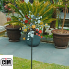 CIM Doppelwindrad Confetti Gold Gartendeko Ø35cm x 130cm wetterfest Metall
