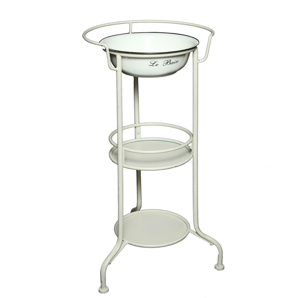 Waschtisch Waschschüssel mit Stand, Emailleschüssel Pflanzständer Shabby Vintage
