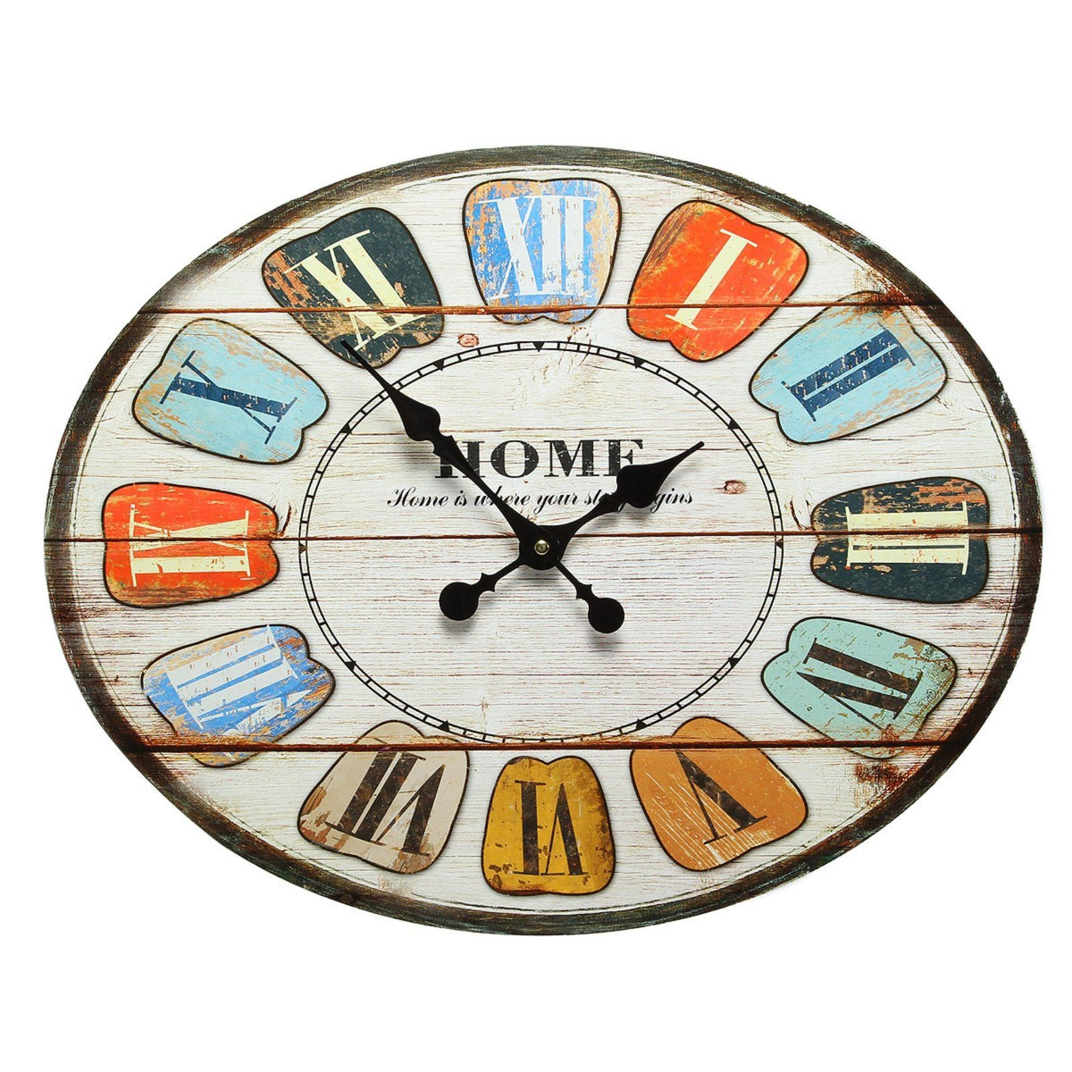 ⏰Wanduhr groß FABER 48cm breit MDF oval Küchenuhr Landhaus