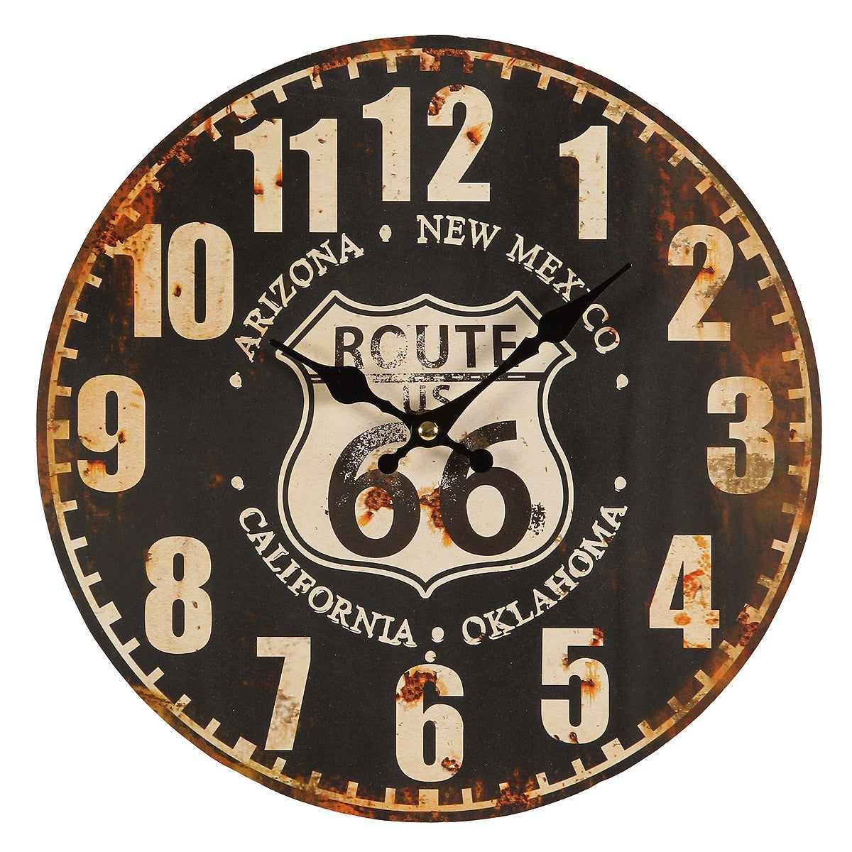 Route 66 Wanduhr 28 cm Vintage Retro Industrial Quarz Motorrad Garage USA Deko