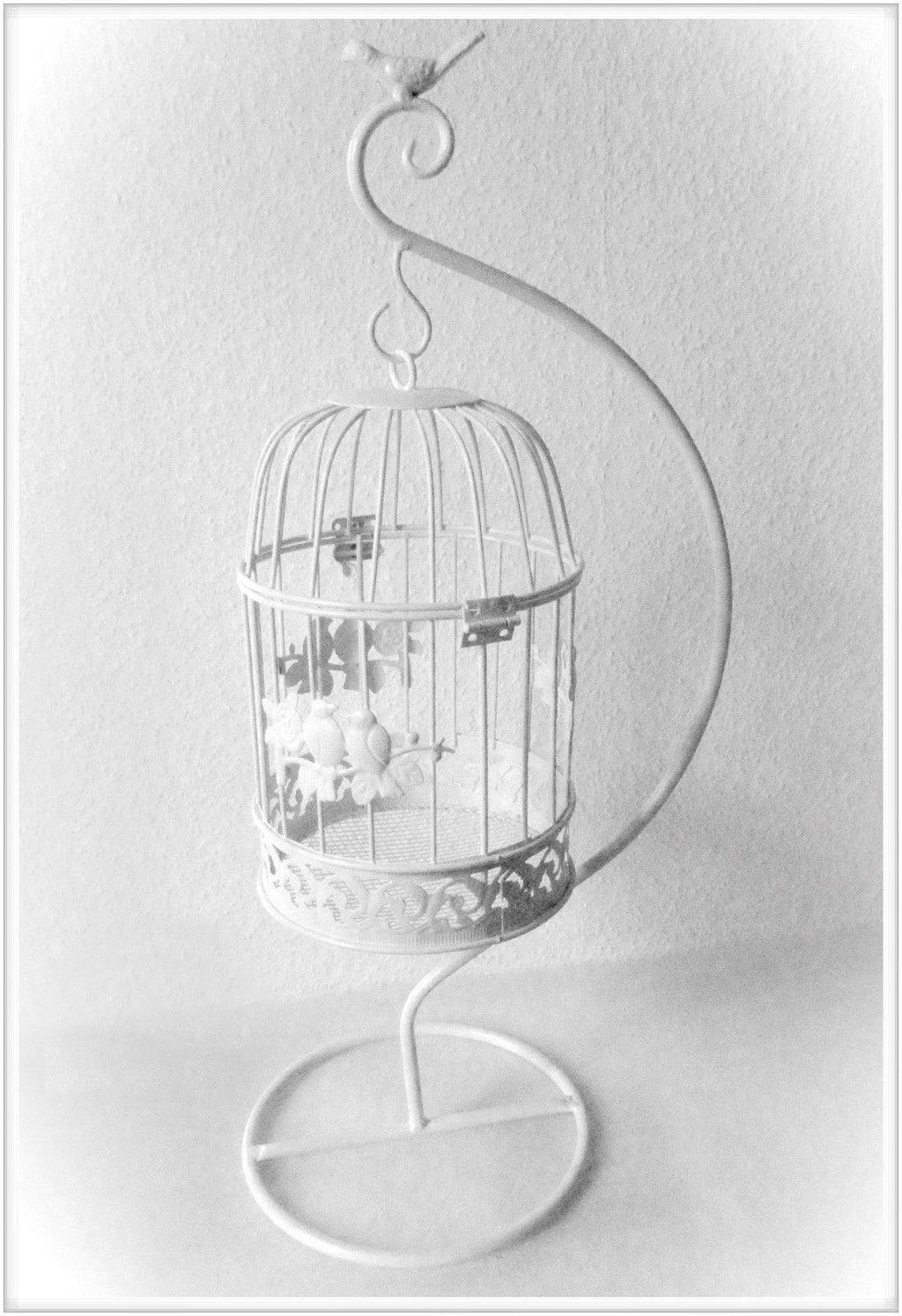 Vogelkäfig Vintage Deko  weiß Metall Dekokäfig  f.Blumendeko hängend Stände