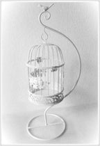 Vogelkäfig Vintage Deko  weiß Metall Dekokäfig  f.Blumendeko hängend Stände