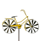 CIM Metall Gartenstecker Windrad Bicycle Yellow wetterfest Antik-Effekt Ø18cm