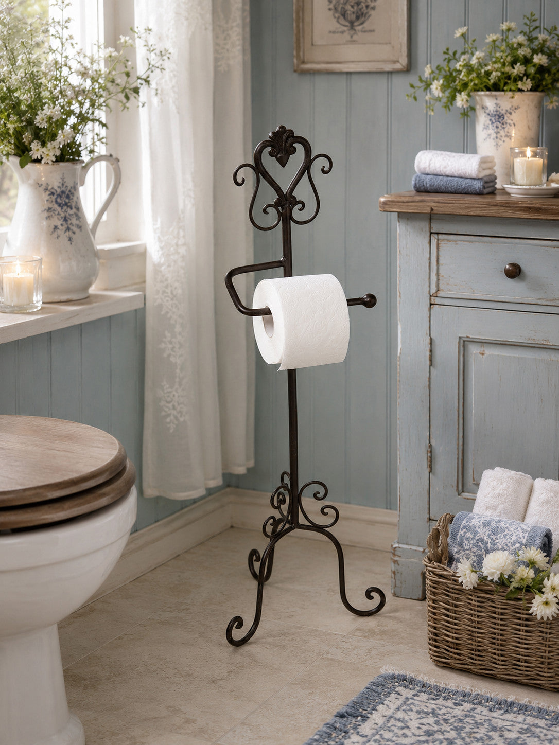Toilettenpapierhalter Schmiedeeisen Antik Landhaus WC Bad Klopapierhalter Deko