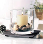 Windlicht Glas Schiefer Untersetzer mit Steinen Kerzenhalter Deko Geschenk 10x10