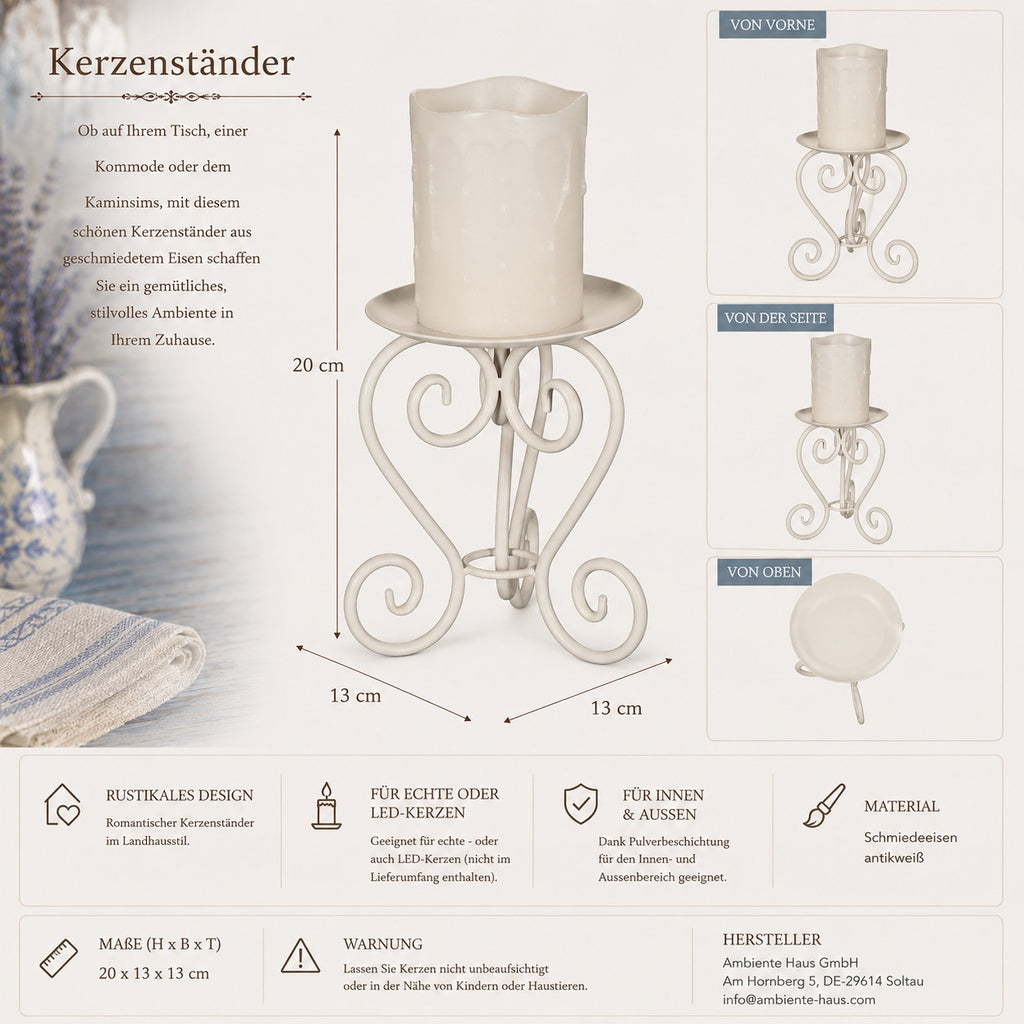 Kerzenständer massiv Eisen 20cm hoch Kerzenhalter nostalgisch Landhausstil