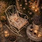 Romantischer Schaukelstuhl Metall Antikweiß Landhaus Garten Terrasse Vintage