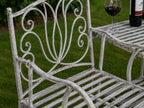 3tlg Tisch & 2 Stühle, Set Sitzgruppe Metall Landhausstil Garten Balkon