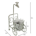 Pflanzgefäß  Blumenständer 48cm Pflanztopf Blumentopf antikisert Wasserhahn Rad
