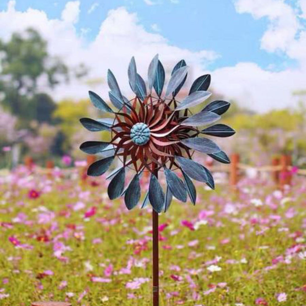CIM Doppelwindrad Windräder Windspiel Garten Metall bunt Gartenstecker Design